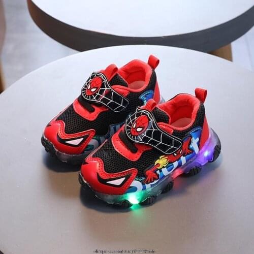 2021 high quality SpiderMan children sneakers LED lighted classic kids shoes hot sales casual baby girls boys shoes tennis