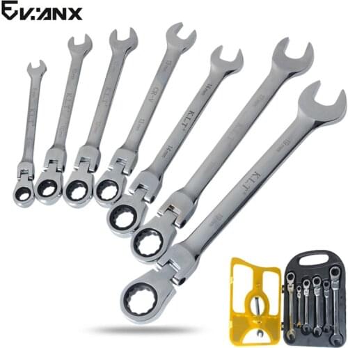 8-19mm Ratchet Wrench Set Universal Key Torque Wrench Adjustable Combination Spanner For Car Repair Tools 7pcs