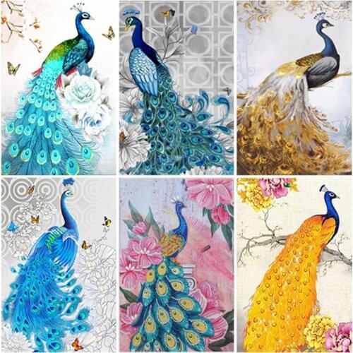 5D Full Square Round Drill Animals Diamond Painting Peacock Cross Stitch Diamond Embroidery Mosaic Home Decoration Birthday Gift