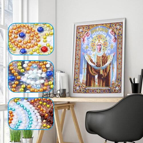 5D DIY Diamond Cross Embroidery Religious Character Crystal Diamond Mosaic Special Shaped Diamond Embroidery Rhinestone Decor