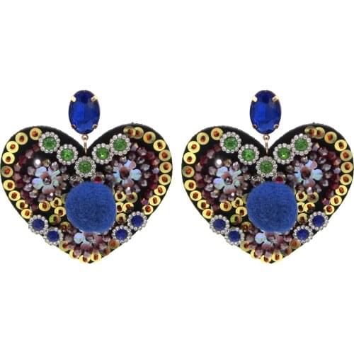 Zouchunfu Big drop heart-shaped crystal earrings for women Aretes Dangle Bohemian handmade earrings new jewelry 2021