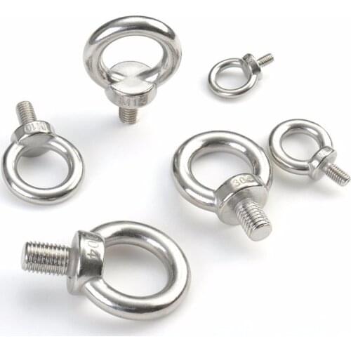 10pcs M3 M4 M5 M6 M8 Eye Bolt Stainless Steel Marine Lifting Eye Bolt Ring Screw Loop Hole for Cable Rope Lifting