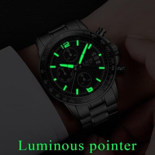 LIGE Mens Luxury Brand Watch Stainless Steel Military Sport Quartz Watch Waterproof Fashion Casual Business Watch+Box