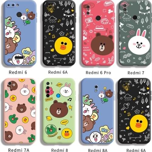 For Xiaomi MI Redmi 6 6A 6 Pro 7 7A 8 8A Cartoon animal case anti falling protective sleeve
