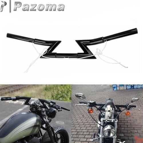 Black Motorcycle 1" Clubman Drag Bar Crazy Z Bar Handlebar for Harley Softail Dyna Sportster XL Touring Bobber Chopper Triumph