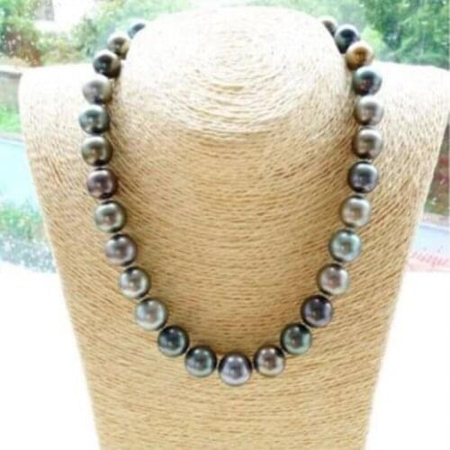 ELEGANT AAA11-12mm freshwater round multicolor pearl necklace 19"925silver