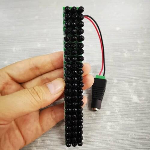 DC12V 940nm IR Illuminator 66pcs black IR LEDs Infrared LED Light bar 90 degree mini cctv fill light strip type Security Parts