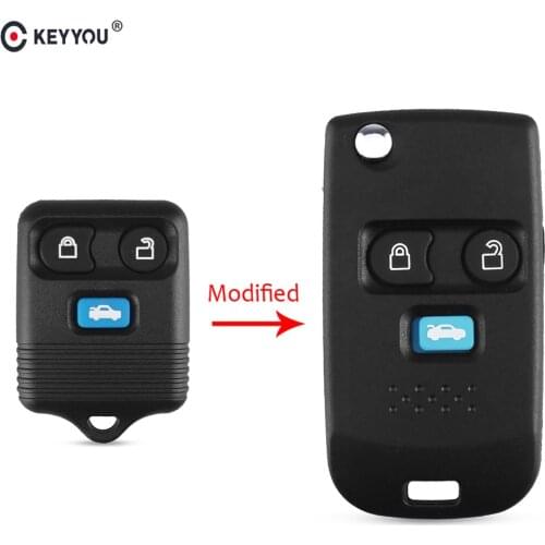 KEYYOU 3 Buttons Modified Flip Remote Key Case Shell For Ford Focus Transit MK6 Connect Escape Explorer Sport Key Car FO21 Blade