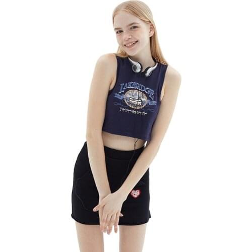 Summer New Sweet Style Women Sleeveless Vest Slim Korean Print Letters Casual O-neck White Bottoming N0043