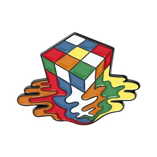 Melty Cube Enamel Pins Colorful Toy Brooches Women Men Lapel Badges Backpack Collar Fashion Jewelry Gifts For Kids Friend