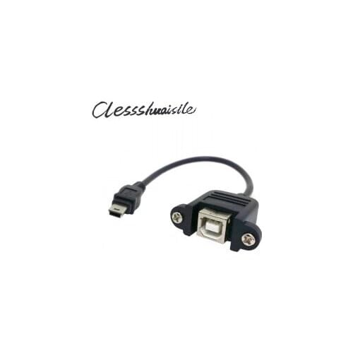 Mini USB 5pin Male to USB B Female panel mount type Cable 20cm with screws