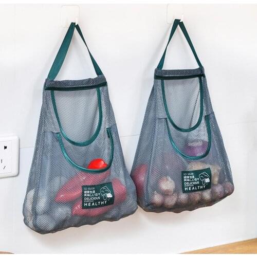 1PCS Produce Bag Reusable Washable Mesh Fruit Storage Bags for Toy Two-layer Fruit and Vegetable Storage Hanging Bag With Handle