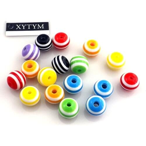 Fashion 12mm Stripe Acrylic Beads 200pcs/Lot Wholesale For Bracelet Making