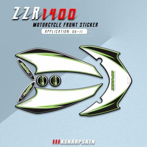 Motorcycle 3D Gel Front fairing sticker edge Paint Scratch Protector stickers For Kawasaki ZZR1400 2006 - 2011 zzr 1400