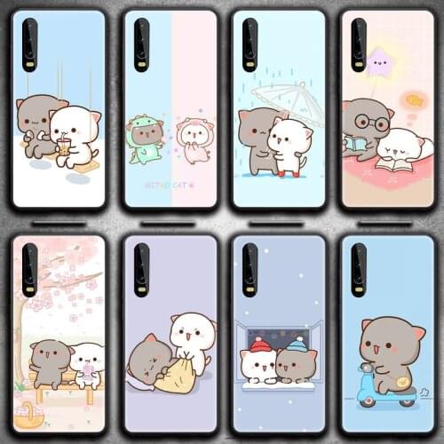 Cartoon Cute Gray Mochi Cat Phone Case for Huawei P20 P30 P40 lite E Pro Mate 40 30 20 Pro P Smart 2020