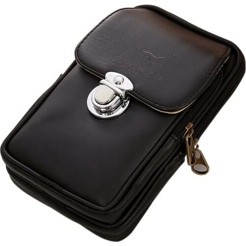 Men Vintage Faux Leather Fanny Rucksack Pack Zipper Waist Bag Belt Clip Pouch