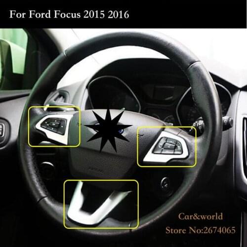 For Ford Focus 3 Steering wheel cover Trim interior frame decoration ABS Chrome Sticker 2015 2016 2017 Car-styling Accessories