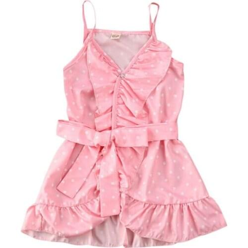 NEW 2020 Infant Baby Girl Kid Clothes Sling Lace Up Polka Dot Dress Summer Outfit Skirt