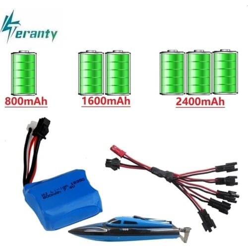 Upgrade 1600mAH 2400mAH 7.4v 800mAh Li-ion battery for H100 H102 for JJRC S1 S2 S3 S4 S5 High Speed RC boat Li-ion 7.4v Battery