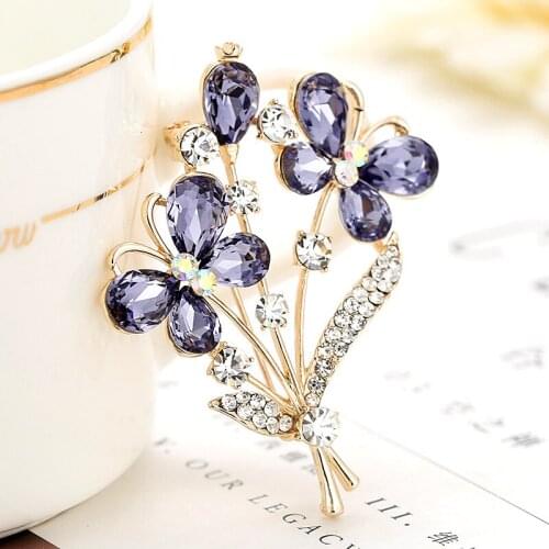 OpuaPlr Jewelry High Grade Female Temperament Shining Crystal Bow Accessories Brooch Fine Zircon Pin
