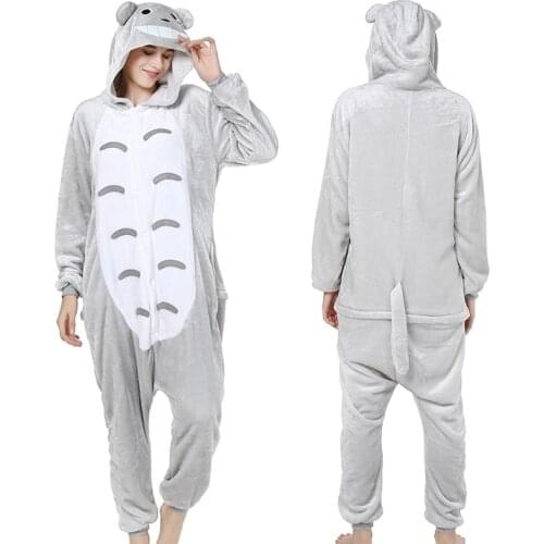 Unisex Kigurumi Adults Animal Pajamas Anime Onesie Totoro Neighbor Flannel Cartoon Cute Warm Cosplay Sleepwear