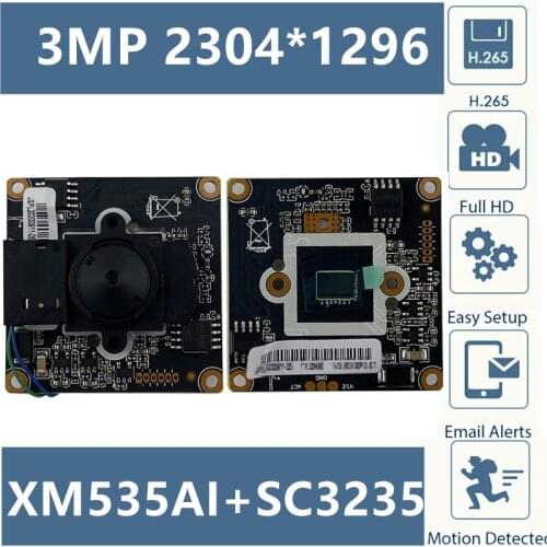 XM535AI+SC3235 3MP IP Camera Module Board 3.7mm IRC 2304*1296@20fps 1920*1080@25fps Onvif CMS XMEYE Low illumination CMOS P2P