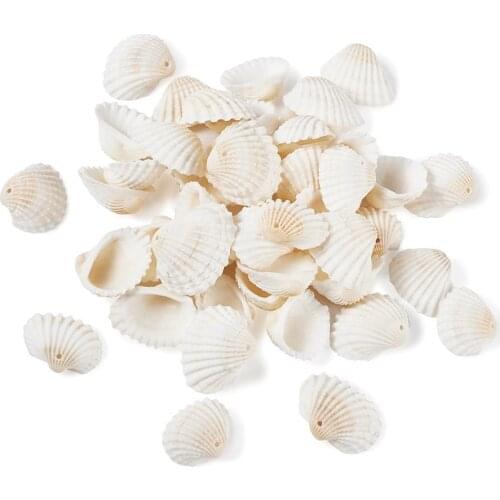 Shell Pendants Loose Beads for Jewelry Making DIY Size 21.5~24.5x27~30.5x8.5~11.5mm, Hole: 1.5~1.6mm; about 117pcs/box