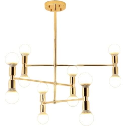 Post-modern Luxurious Gold Iron 12 Heads Suspension for Foyer Bedroom Dining Room Bar Pendant Light 2424