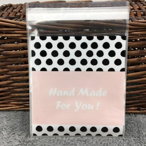 50 pcs/lot 10x10cm Pink Hand Made For You Cookie packaging clear plastic bags self-adhesive bags for biscuits snack baking