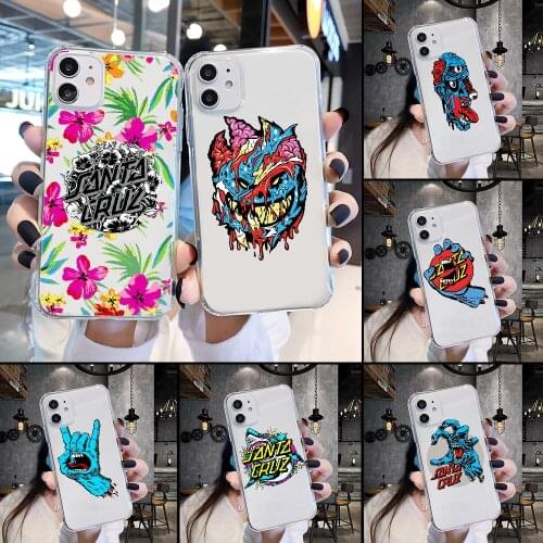 Santa Cruz Skateboards Phone Case Transparent For iphone 5 5s se 2 6 6s 7 8 12 mini plus X XS XR 11 PRO MAX transparent trend