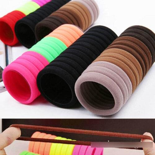 50pcs Women girls Solid color Elastic hair bands rope Hair ties Scrunchies Dress Ponytail Holder Headband girls hair accessories