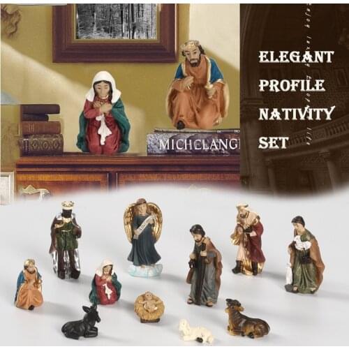 Christmas Home Decoration Holiday Gift Elegant Profile Nativity Set Includes Holy Family Resin Decorative Figures Toys for Gift