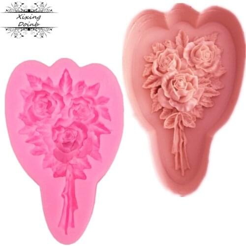 3D Wedding bouquet shaped silicone soft candy mold cake decorating tool Candy Chocolate Mold