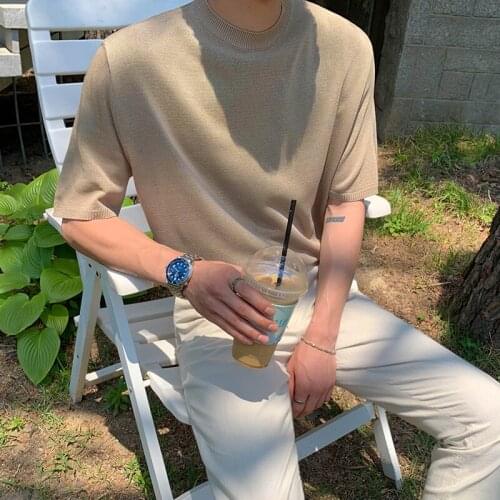 Summer Short-sleeved Sweater Round Neck Sweater Korean Version of The Trend of Self-cultivation Bottoming Half-sleeved Sweater