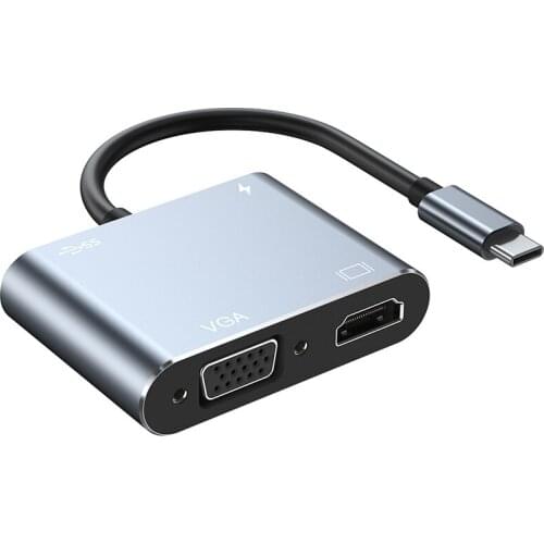 Type-c to HDMI+VGA USB3.0 USB-c Notebook Four-in-one Converter Docking Station Converter Adapter Typec to hdmi HDMI/USB 3.0/Type