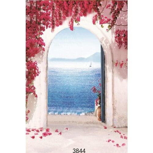 Seaside Arch Door Boat Customized Vinyl Photography Backdrop Wedding Children Computer Printed Backgrounds for Photo Studio