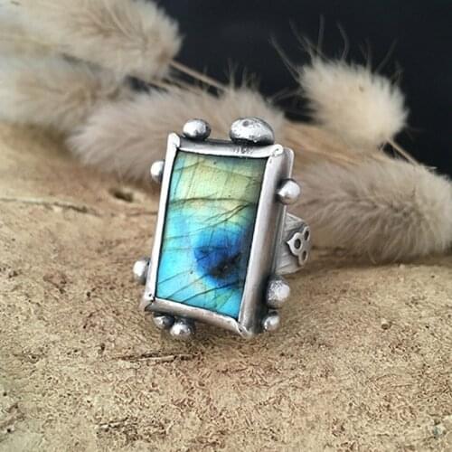 Vintage Silver Color Oli Painting Photo Frame Ring Special Design Rune Rings for Men Women Punk Party Jewelry Accessories