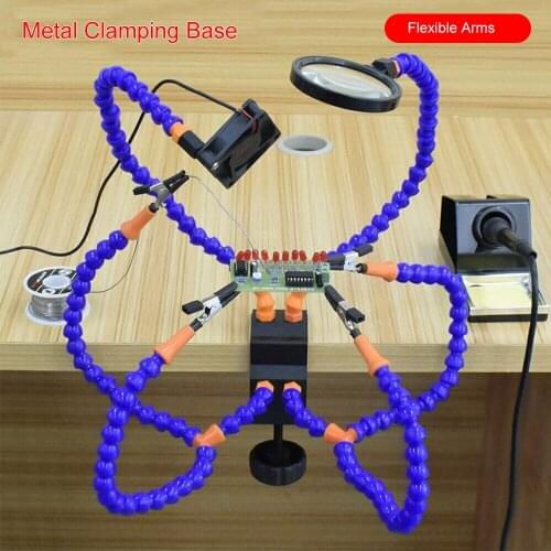 Multi Soldering Helping Hand Third Hand Tool 3X Magnifying USB DC Fan Flashlight Magnifier PCB Welding Repair Station