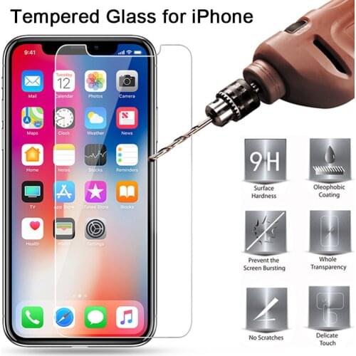 2PCS 9H Tempered Protective Glass For iPhone 11 Pro Max 7 8 6 6S Plus 5 5S 4 4S Toughed Screen Front Film For iPhone Xs Max XR X