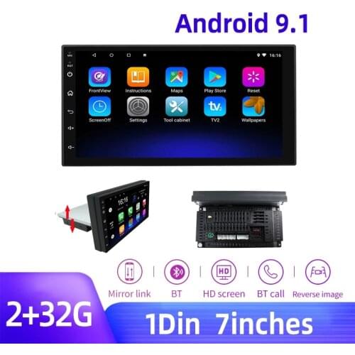 1 Din 7" Universal Android 9.1 2G+32G Car Radio stereo Auto Multimedia Video Player GPS Navigation USB 1din Head Unit Autoradio