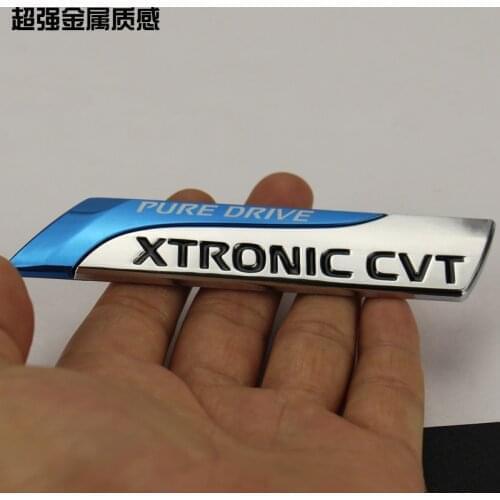 1pcs metal XTRONIC CVT Car tail trunk displacement sign stickers emblem car Badge for Nissan Bluebird SYLPHY Blue drive stickers