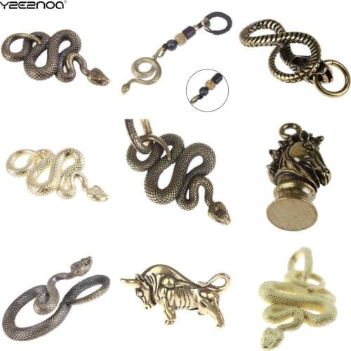 1pc Fashion Brass Metal Snake Shape Keychain Handmade Key Chain Snake Key Ring Handbag Pendant