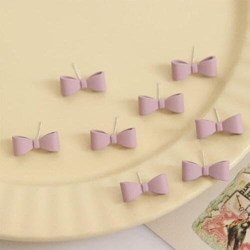 10 PCS 8x18mm Metal Alloy Drops Of Oil Enamel Bowknot Stud Earrings For Women Jewelry Decorations