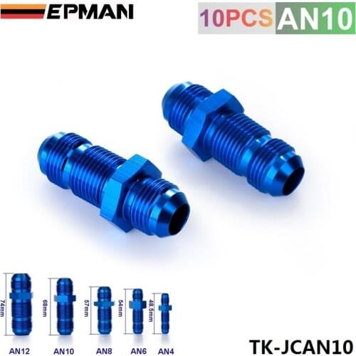 10AN AN-10 7/8 MALE THREAD STR AIGHT BULKHEAD FLARE BLUE ALUMINUM FINISH FITTING TK-JCAN10
