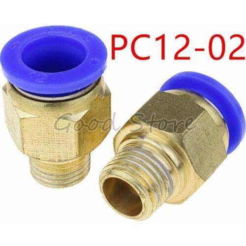 2PCS PC12-02 Pneumatic Male Straight Fitting Push in Quick Connector