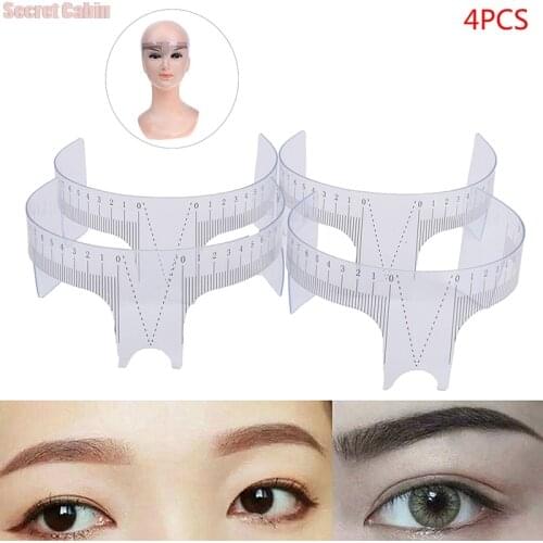 4pcs/lot Reusable Eyebrow Ruler Tool Permanent Makeup Eyebrow Grooming Tattoo Stencil Shaper Rule Measure Tool Makeup Measures