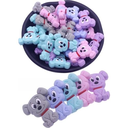 10pcs Food Garde Dog Silicone Beads Mini Puppy Bead DIY Animal Cartoon Baby Chewing Pacifier Dummy Sensory Toy Accessories