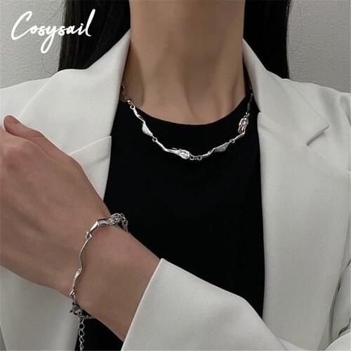 Cosysail Punk Unisex Chain Irregular Choker Necklace Hip hop Minimalist Geometry Chain Necklace Statement Jewelry Gift