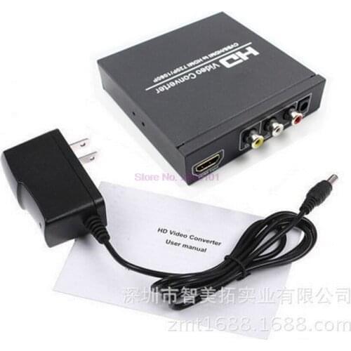 Dhl or fedex 20pcs HDMI Converter CVBS HDMI to HDMI Converter Adapter Composite CVBS to HDMI 720P/1080P Convert NTSC/PAL