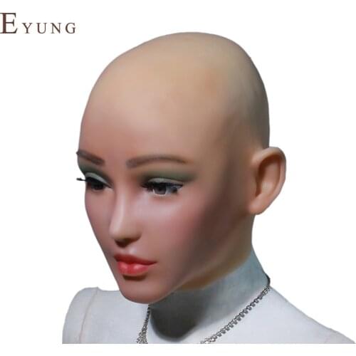 Crossdresser Transgender Transvestite Halloween Cosplay Male to Female Party Ball Masque High End Lifelike Silicone Face PropsHa